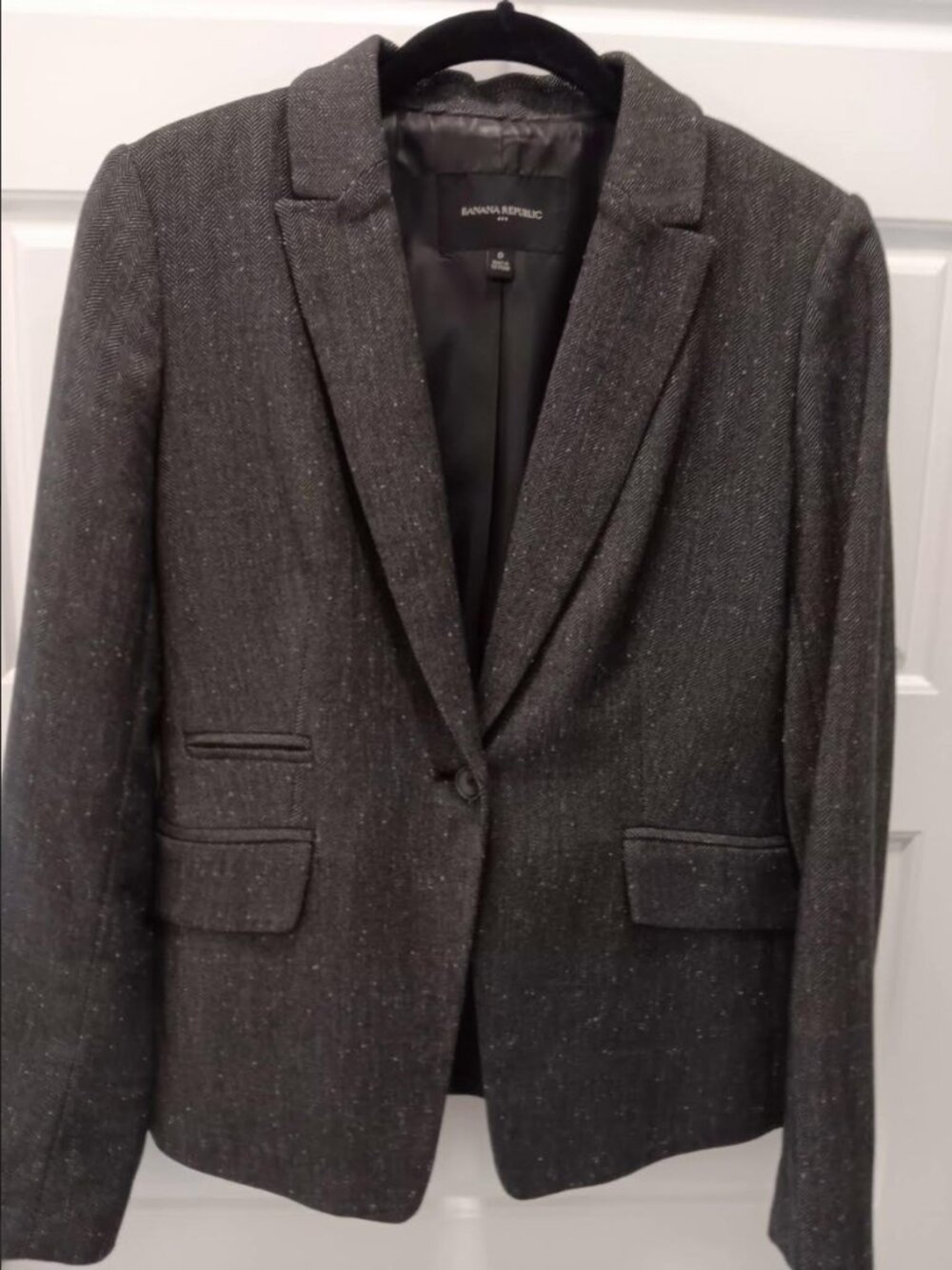 Banana Republic Factory Gray Tweed Look Blazer